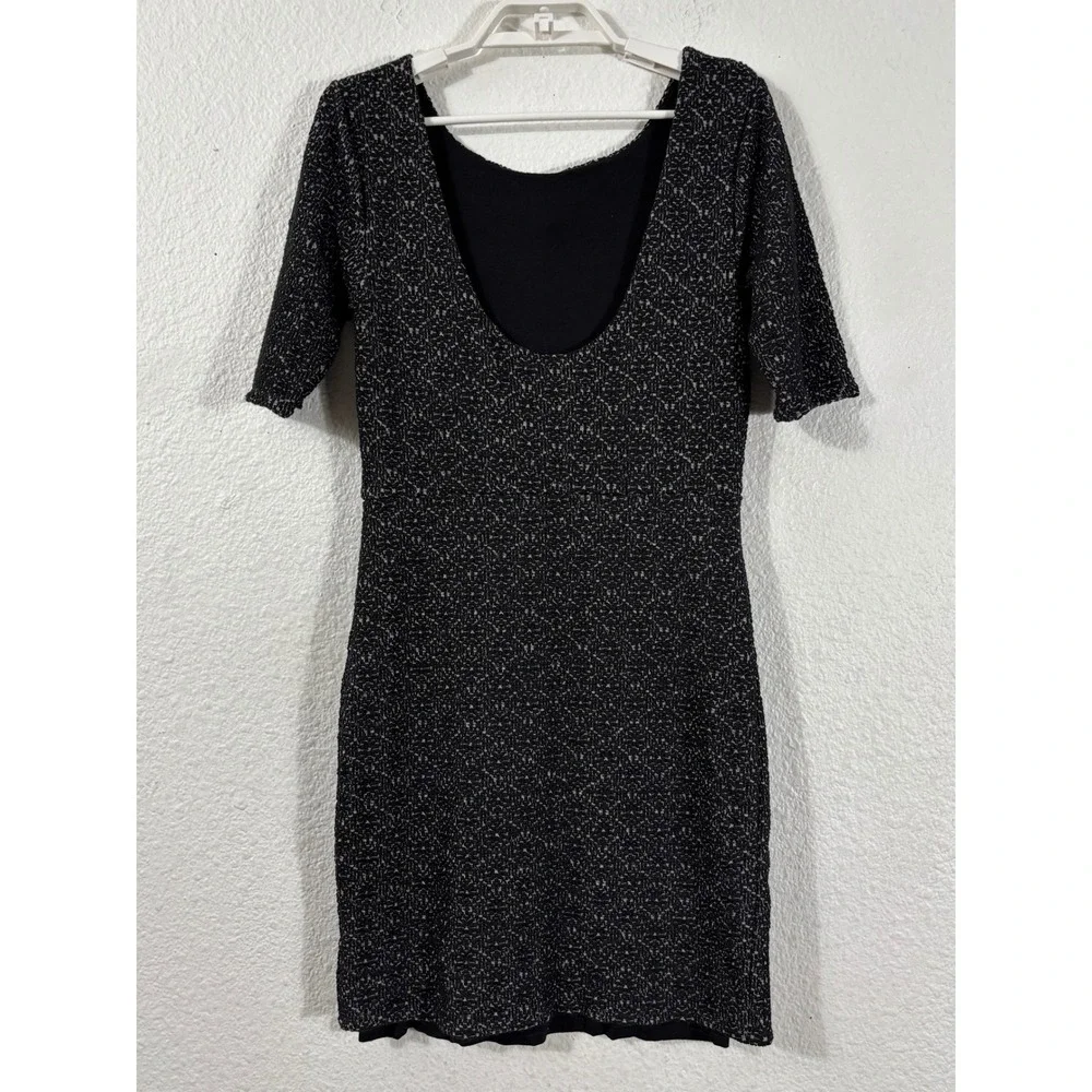 Free‎ People Bodycon Dress Womens Large Black Textured Low Back Knit